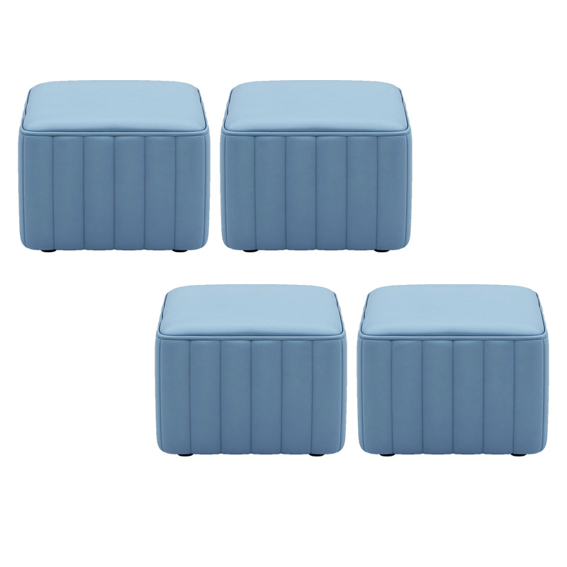 Orange Leather Pouf Modern Round Pure Color Pouf for Drawing Room