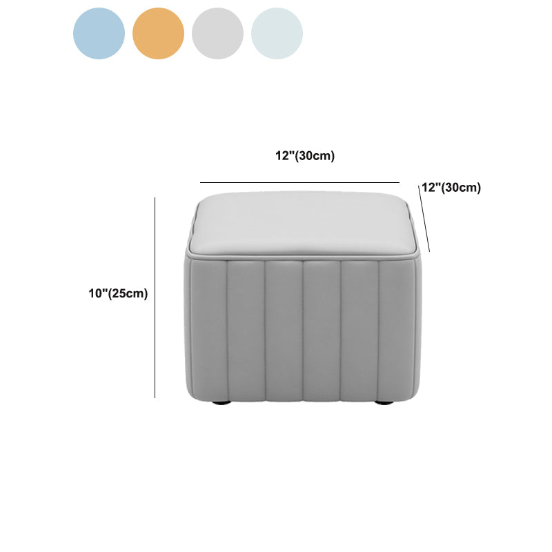 Orange Leather Pouf Modern Round Pure Color Pouf for Drawing Room