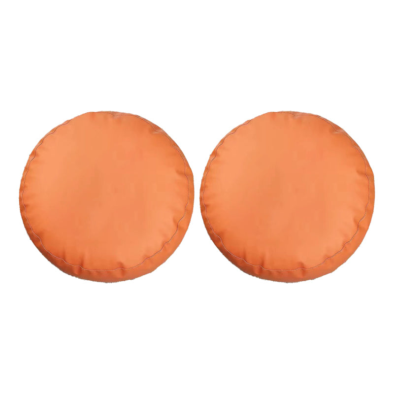 Modern Pouf Ottoman Faux Leather Upholstered Solid Color Round Ottoman