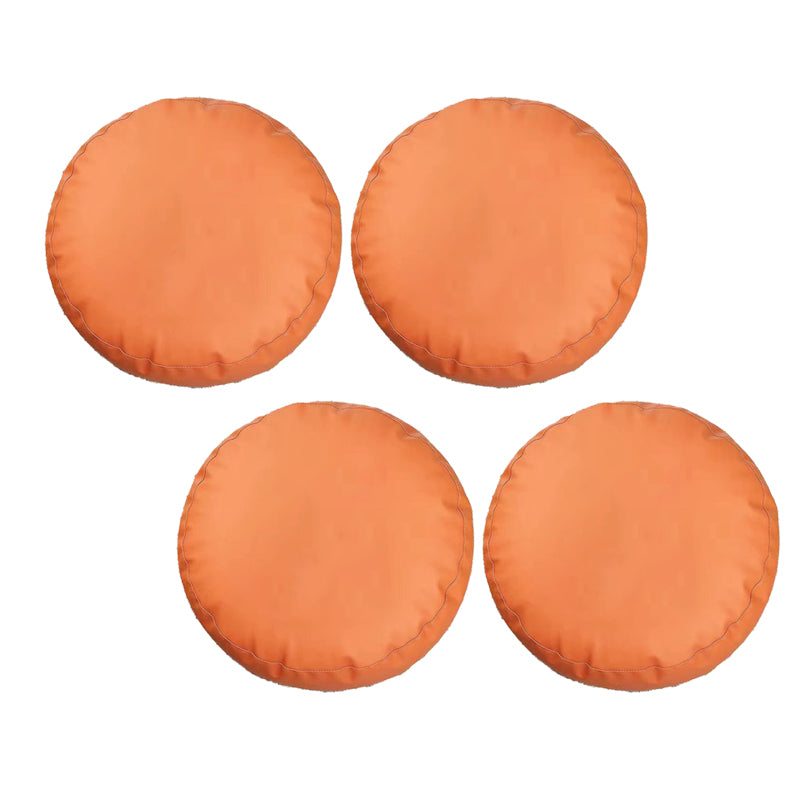 Modern Pouf Ottoman Faux Leather Upholstered Solid Color Round Ottoman