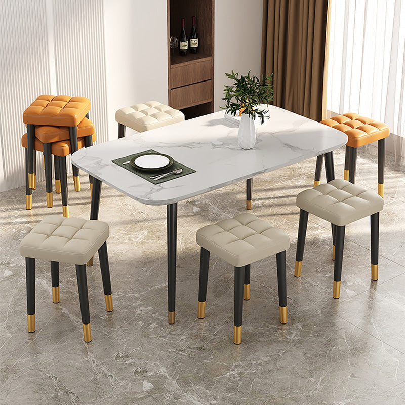 Water Resistant Ottoman Square Metal Frame Fabric Tufted Standard