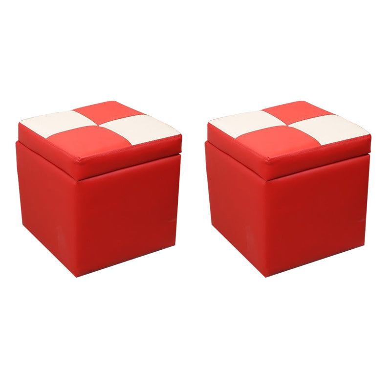 PU Leather Cube Ottoman Whole Colored Tufted Square Modern Storage Ottoman