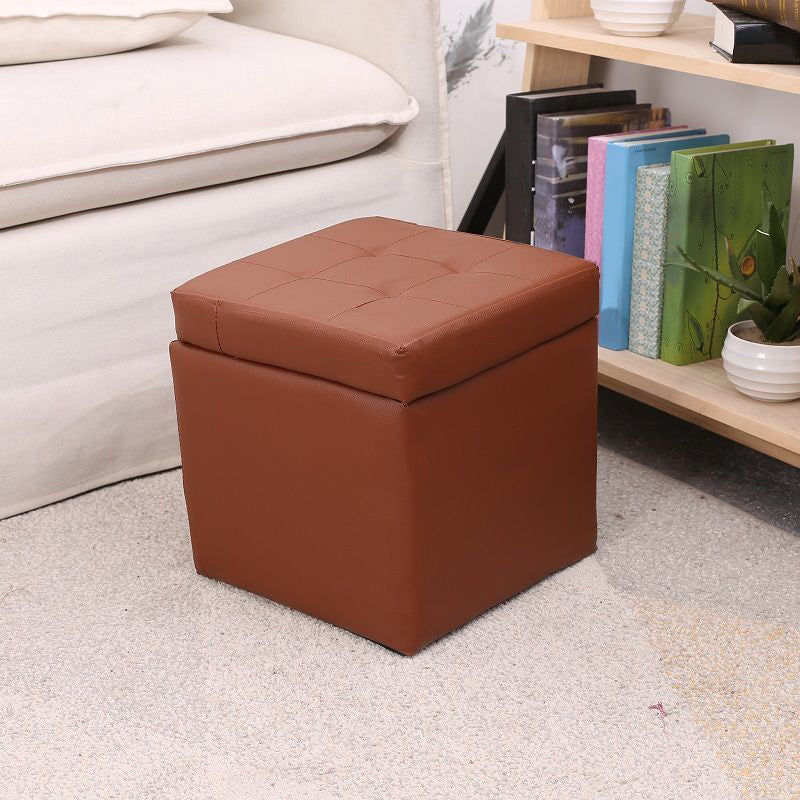 PU Leather Cube Ottoman Whole Colored Tufted Square Modern Storage Ottoman