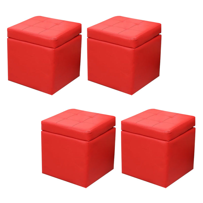 PU Leather Cube Ottoman Whole Colored Tufted Square Modern Storage Ottoman
