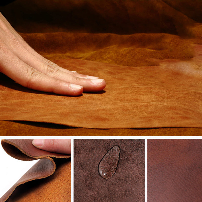 Modern Pouf Ottoman Genuine Leather Tufted Upholstered Solid Color Ottoman