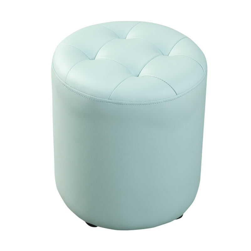 Contemporary Pouf Ottoman Genuine Leather Tufted Upholstered Solid Color Ottoman