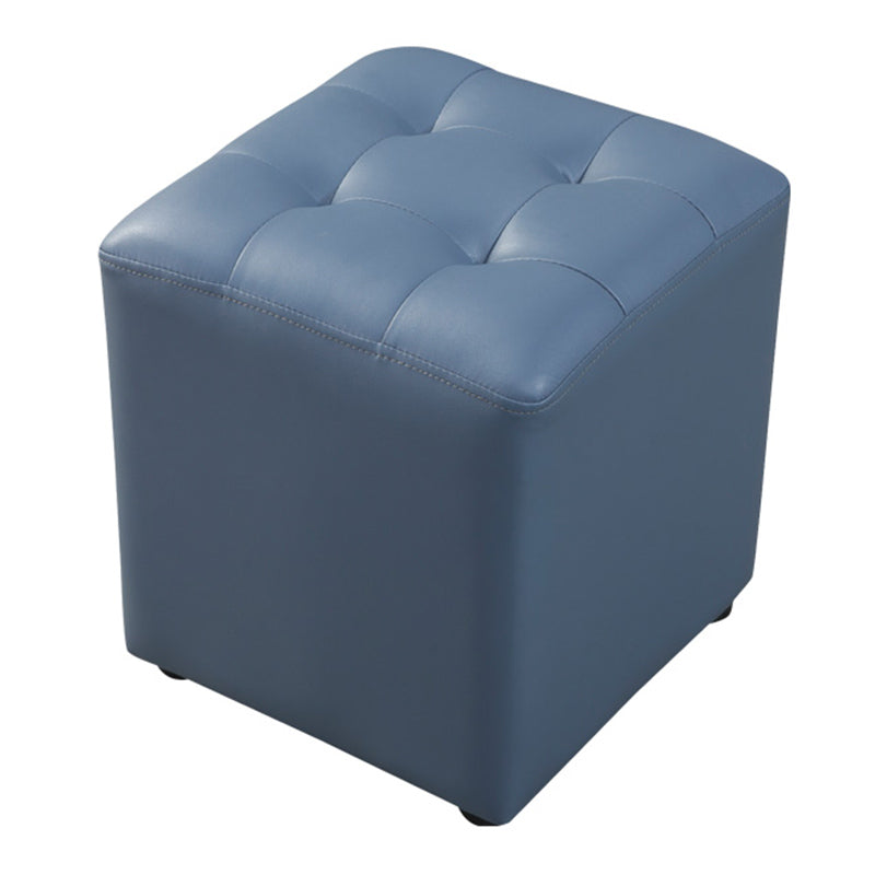 Contemporary Pouf Ottoman Genuine Leather Tufted Upholstered Solid Color Ottoman