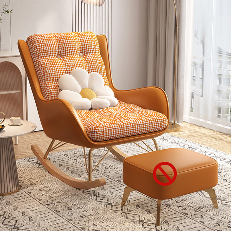Modern Rocking Chair Upholstered Tufted Cushions with Light Legs Glider