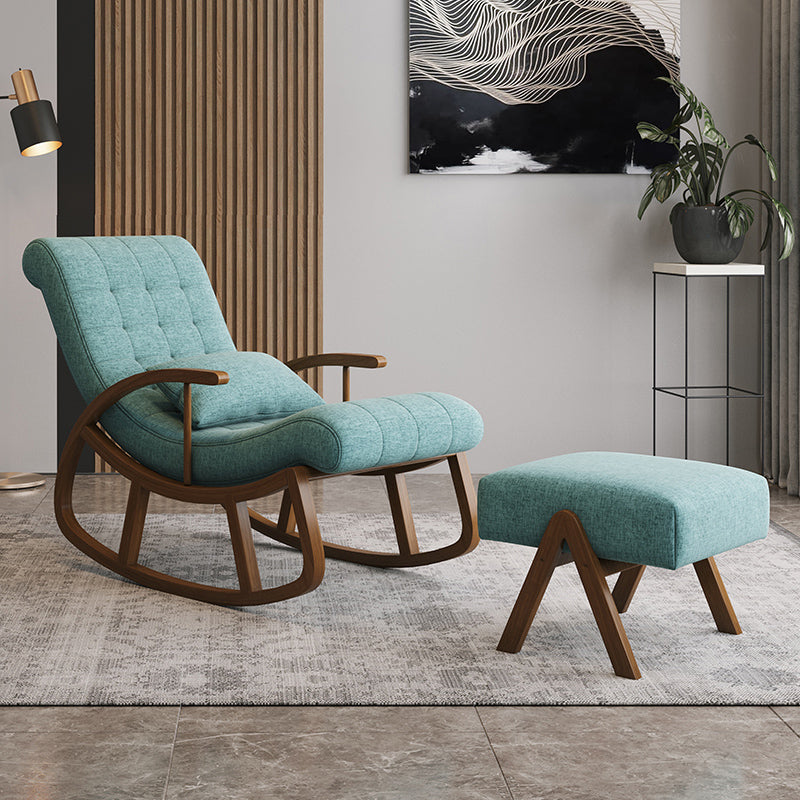 Mid-Century Modern Rocking Chair Cotton Upholstered Tufted Baby Rocking Chair