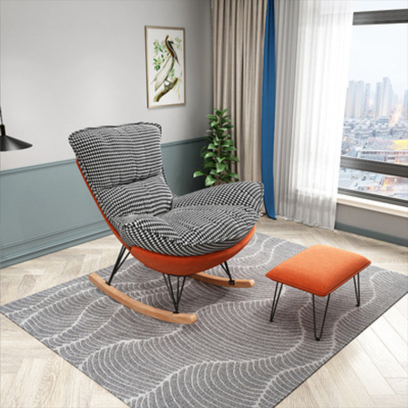 Modern Style Rocker Chair Metal Frame Spindle Cushions Rocker Chair with Ottoman