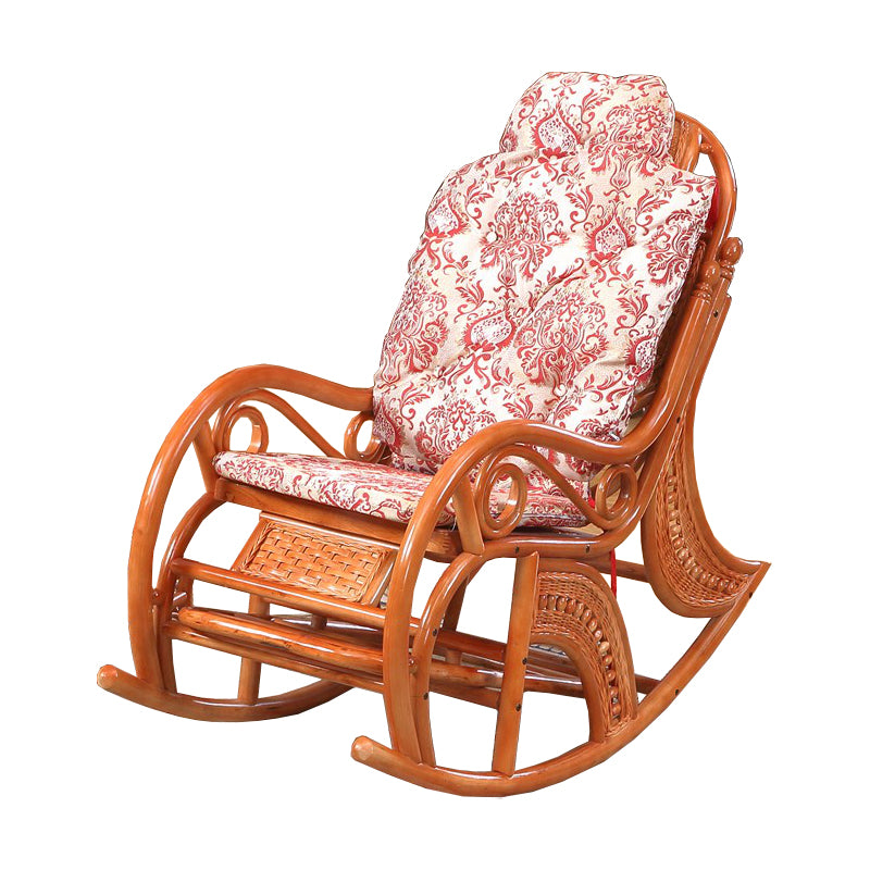 Traditional Rocking Chair Rattan Spindle Backrest Indoor Rocking Chair