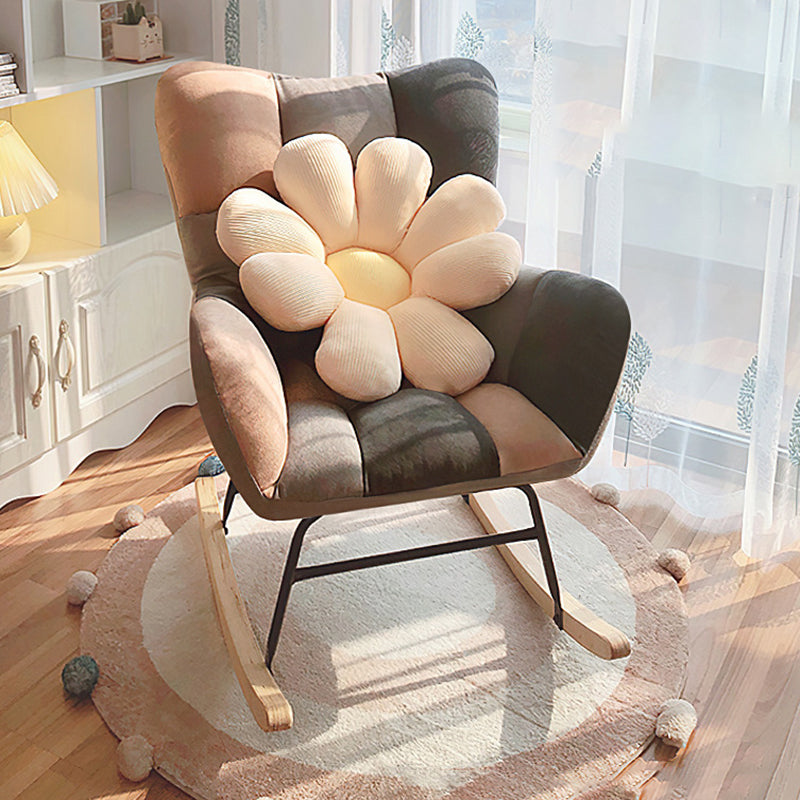 Fabric Rocking Chair Color Panel Contemporary Tufted Cushions Rocker Chair with Ottoman