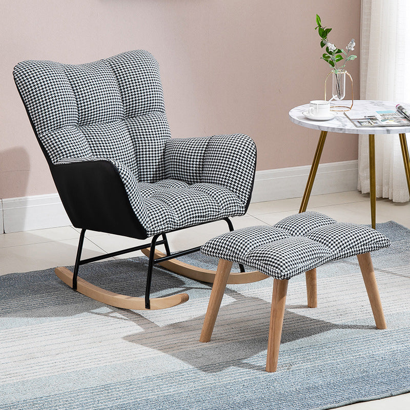 Fabric Rocking Chair Color Panel Contemporary Tufted Cushions Rocker Chair with Ottoman