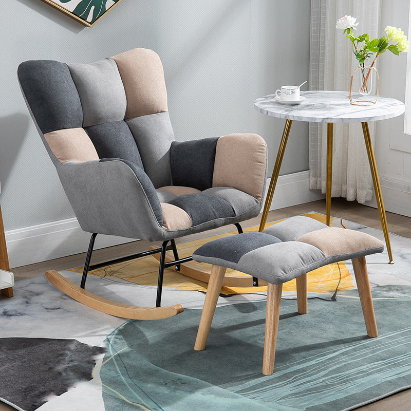 Fabric Rocking Chair Color Panel Contemporary Tufted Cushions Rocker Chair with Ottoman