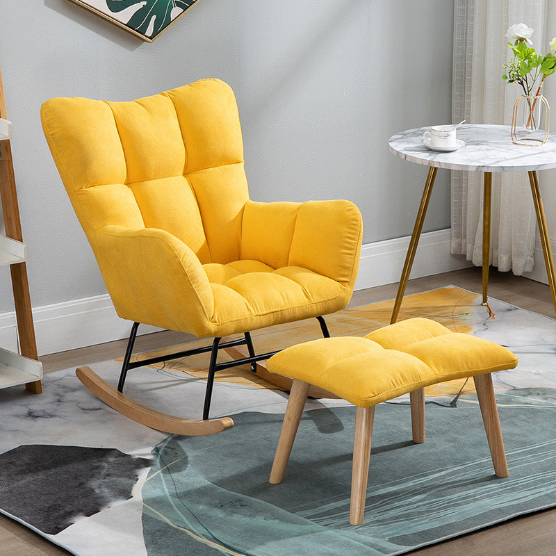Fabric Rocking Chair Color Panel Contemporary Tufted Cushions Rocker Chair with Ottoman