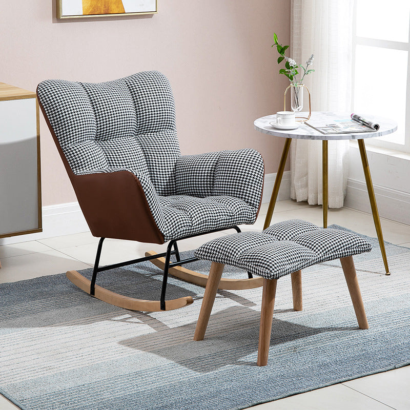Fabric Rocking Chair Color Panel Contemporary Tufted Cushions Rocker Chair with Ottoman