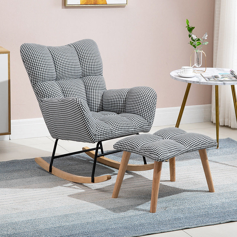 Fabric Rocking Chair Color Panel Contemporary Tufted Cushions Rocker Chair with Ottoman