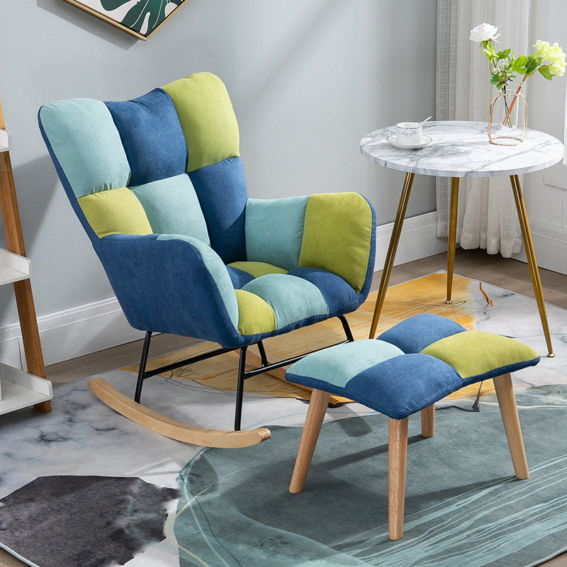 Fabric Rocking Chair Color Panel Contemporary Tufted Cushions Rocker Chair with Ottoman