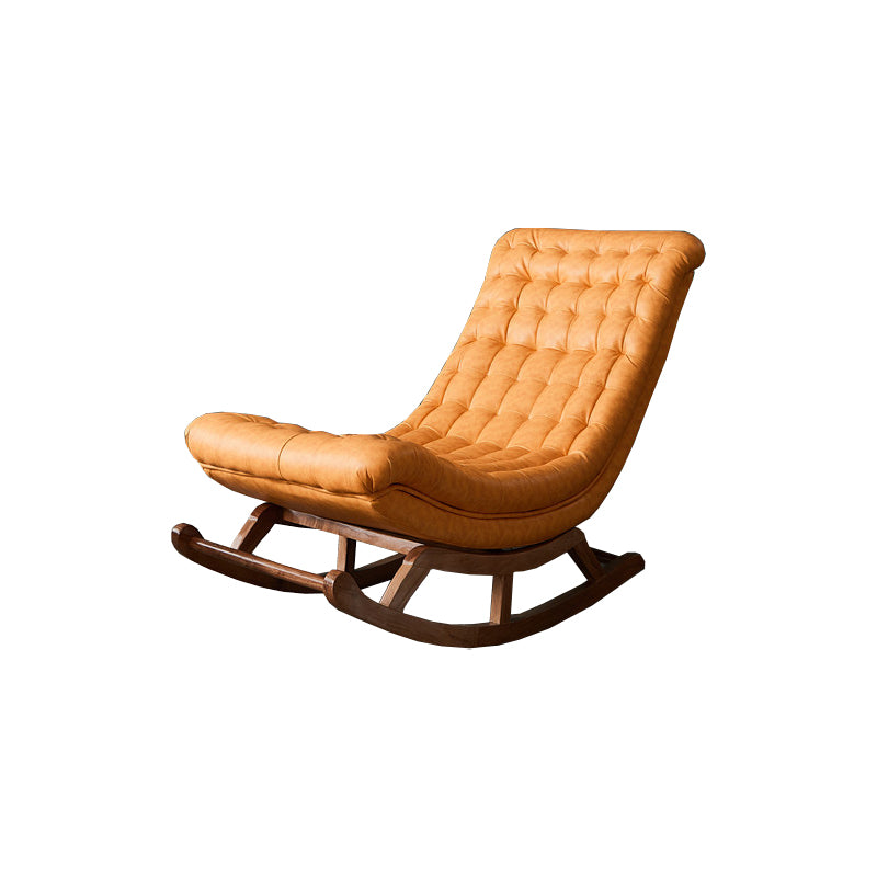 Living Room Rocker Chair Solid Tufted Cushions Leather Rocker Chair with Ottoman