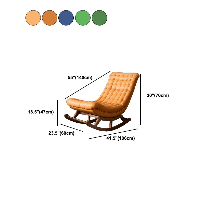 Living Room Rocker Chair Solid Tufted Cushions Leather Rocker Chair with Ottoman