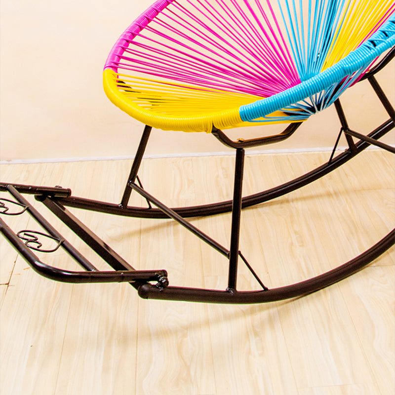 Contemporary Rocking Chair Rattan Wing Chair Back Solid Color Indoor Rocking Chair