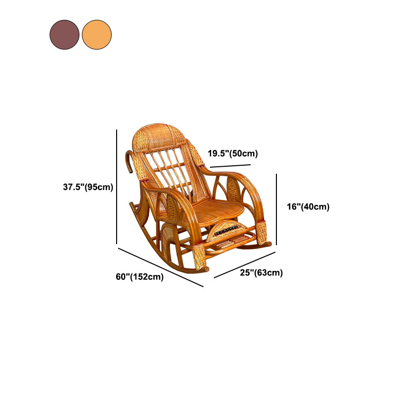 Traditional Rocking Chair Rattan Spindle Backrest Solid Color Indoor Rocking Chair
