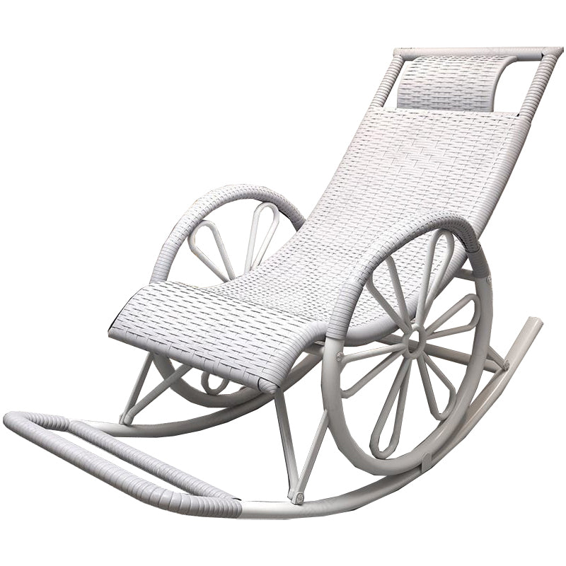 Modern Rocking Chair Wicker Woven Rope Weather-Resistant Recliner Chair