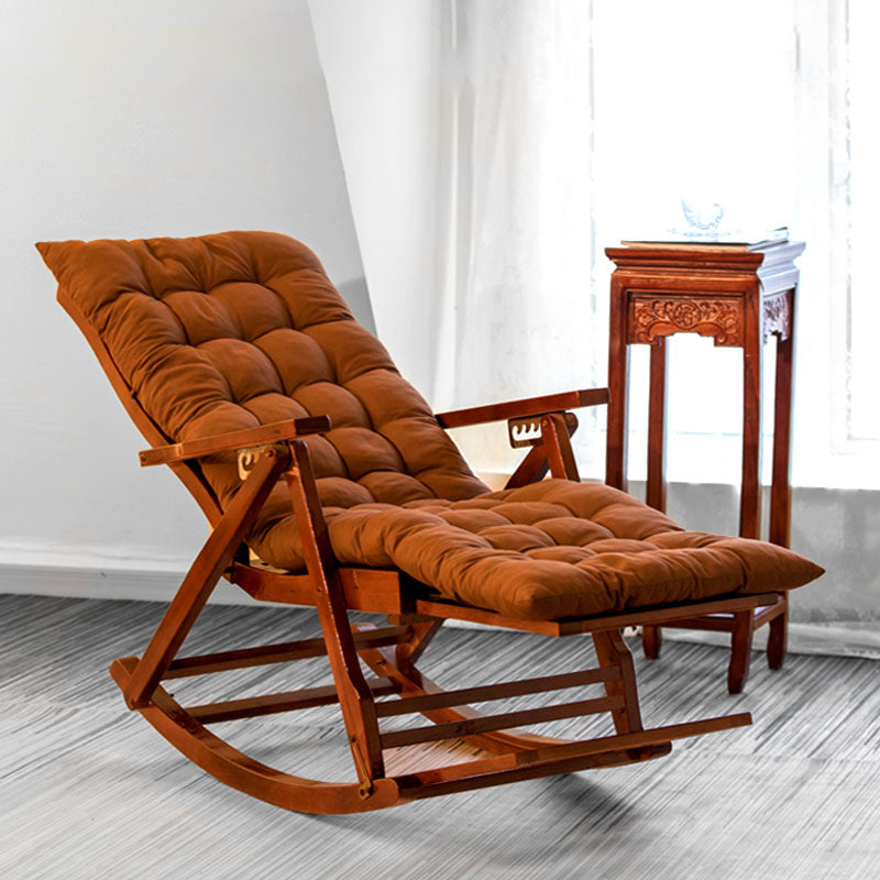 Traditional Rocking Chair Solid Wood Frame Slatted Backrest Indoor Rocking Chair