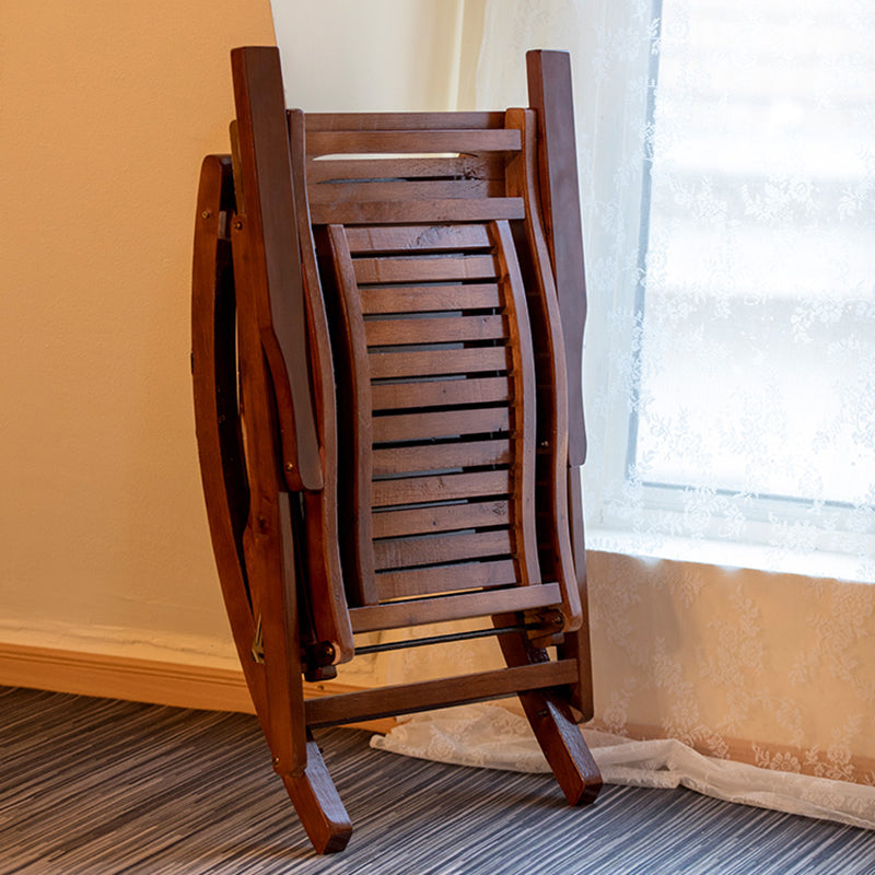 Traditional Rocking Chair Solid Wood Frame Slatted Backrest Indoor Rocking Chair