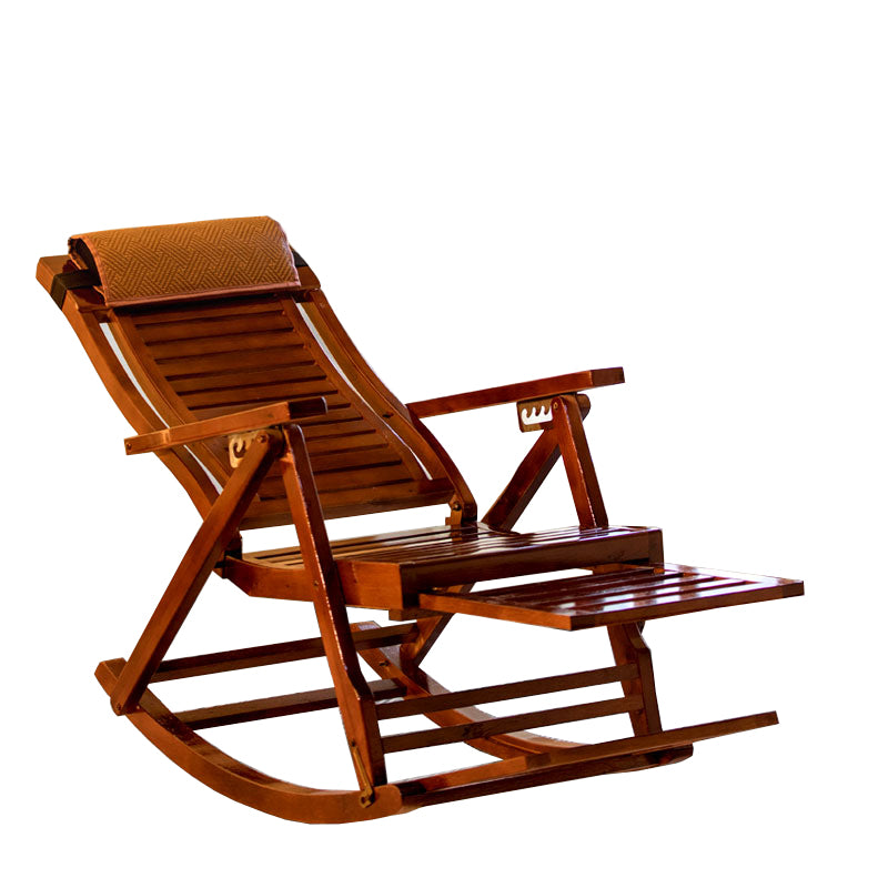 Traditional Rocking Chair Solid Wood Frame Slatted Backrest Indoor Rocking Chair