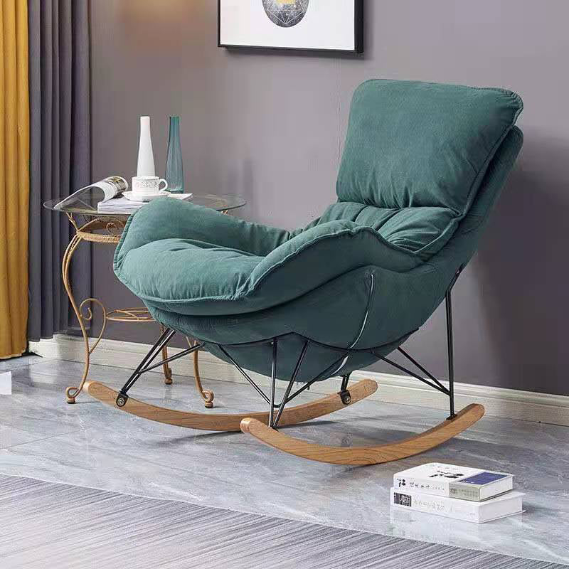 Modern Solid Color Rocking Chair Water Resistant Faux Leather with Cushions