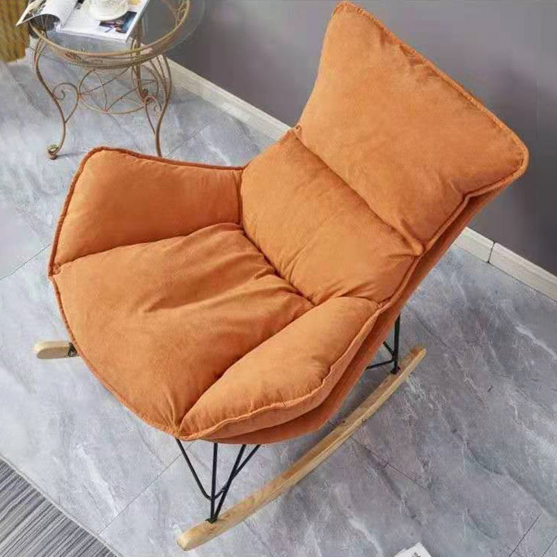 Modern Solid Color Rocking Chair Water Resistant Faux Leather with Cushions
