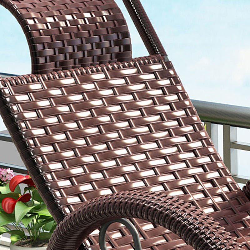 Modern Spindle Rattan Rocking Chair Metal Frame Wheel Handrail Design Rocker Chair