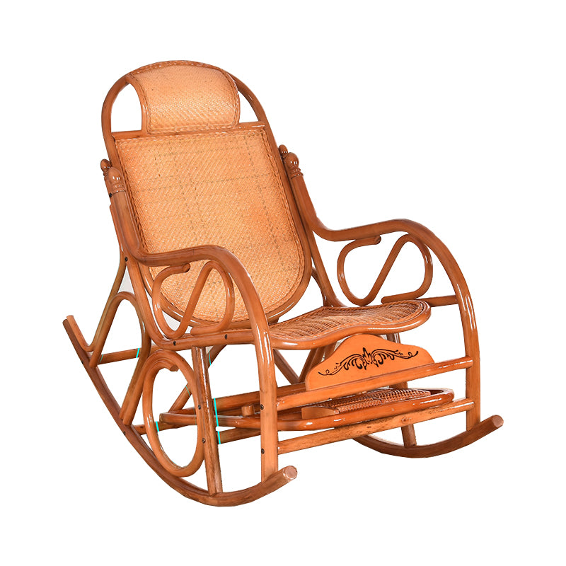 Traditional Rocking Chair Rattan Frame Spindle Backrest Indoor Rocking Chair
