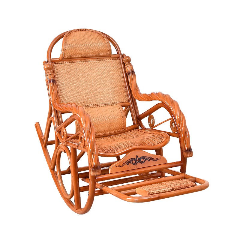 Traditional Rocking Chair Rattan Frame Spindle Backrest Indoor Rocking Chair