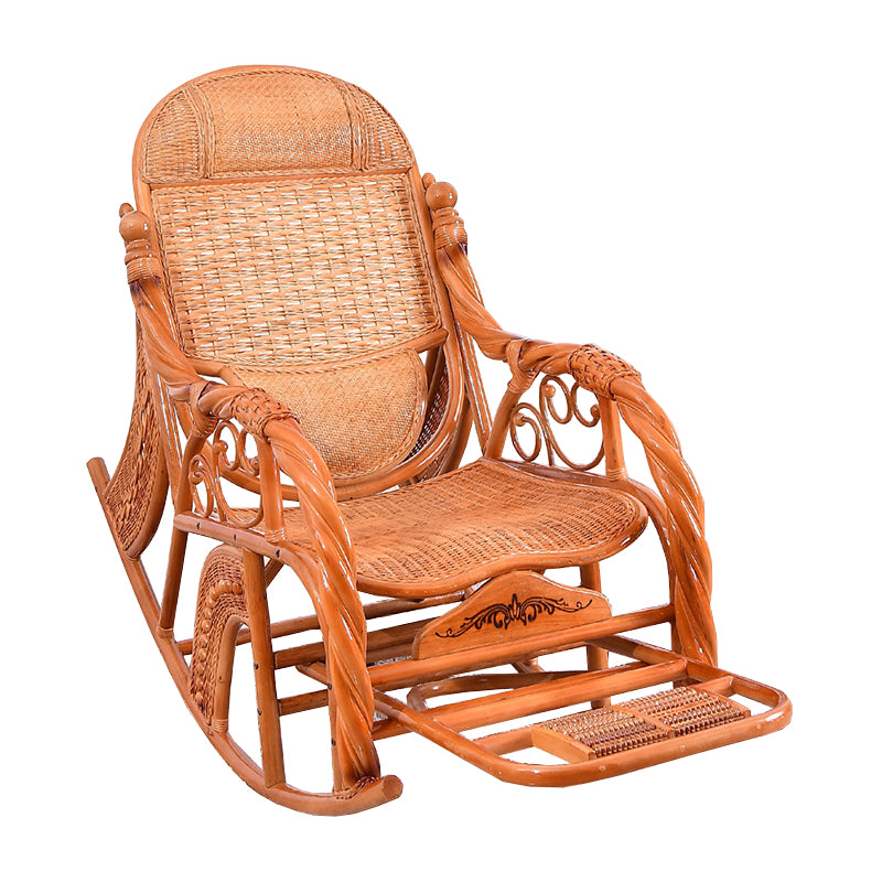 Traditional Rocking Chair Rattan Frame Spindle Backrest Indoor Rocking Chair