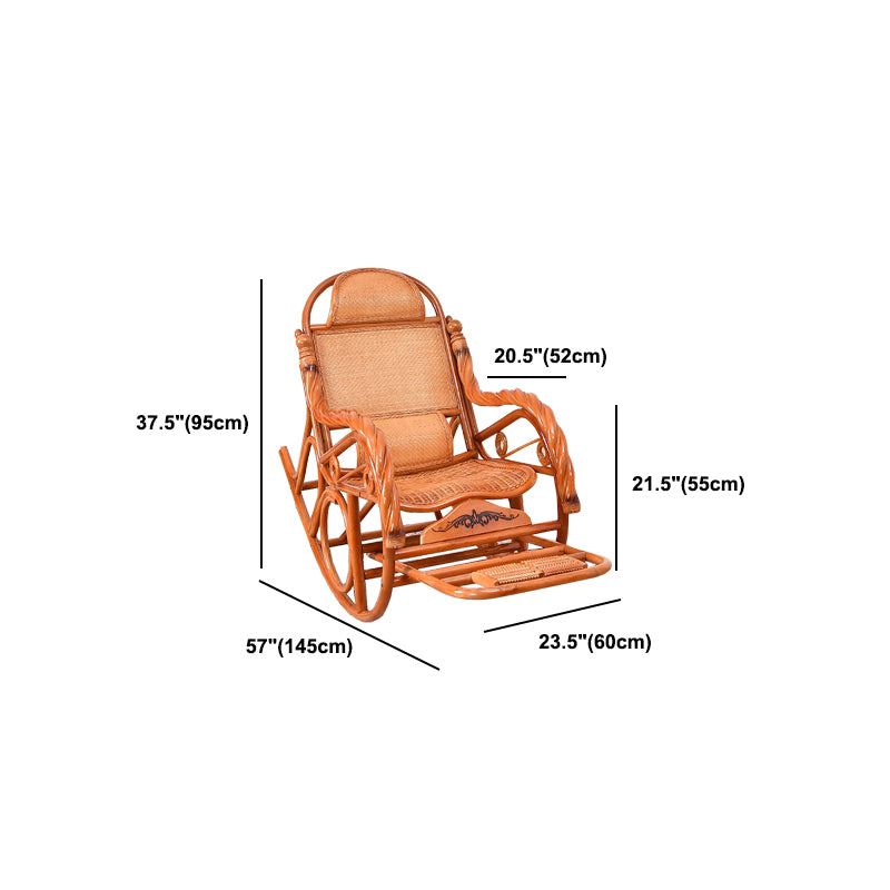 Traditional Rocking Chair Rattan Frame Spindle Backrest Indoor Rocking Chair