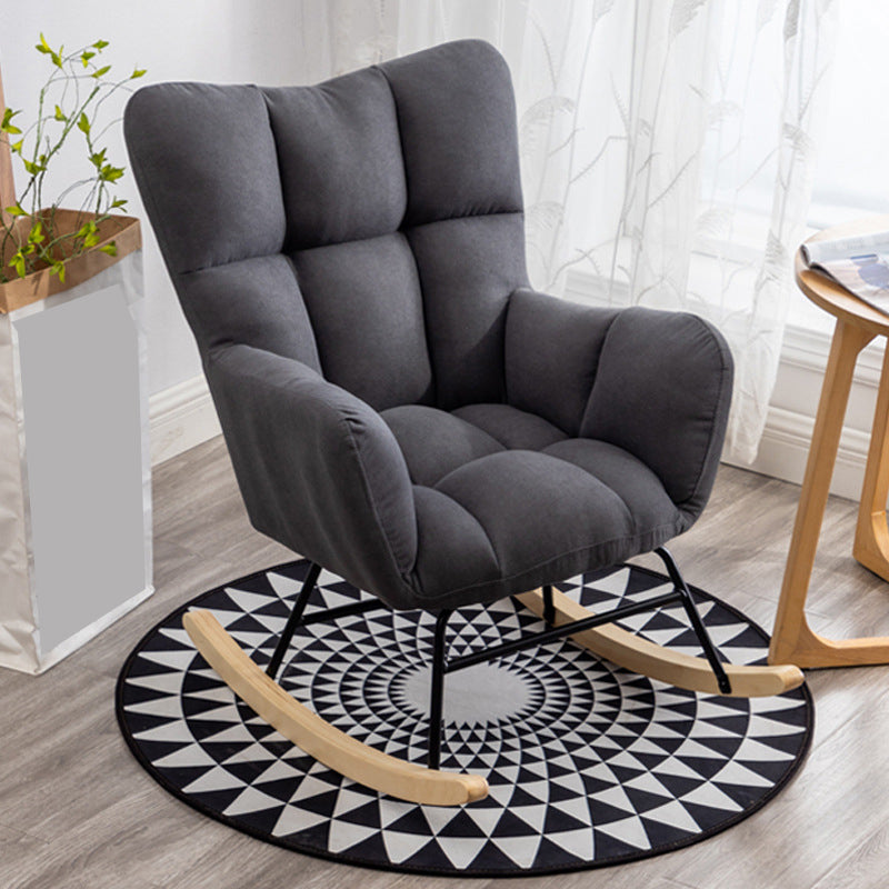 Contemporary Rocker Chair Color Block Tufted Cushions Fabric Living Room Rocker Chair