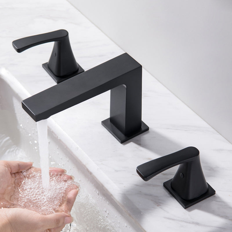 Modern 2-Handle Bathroom Sink Faucet 3 Hole Widespread Bathroom Faucet with Steel