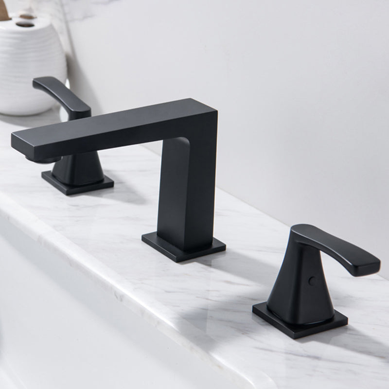 Modern 2-Handle Bathroom Sink Faucet 3 Hole Widespread Bathroom Faucet with Steel