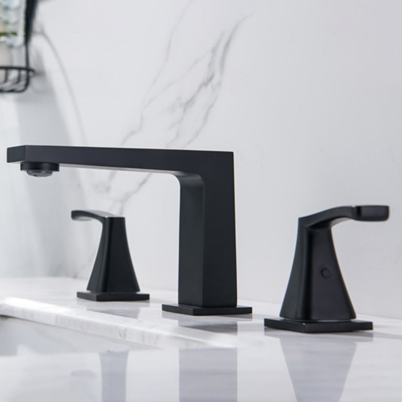 Modern 2-Handle Bathroom Sink Faucet 3 Hole Widespread Bathroom Faucet with Steel