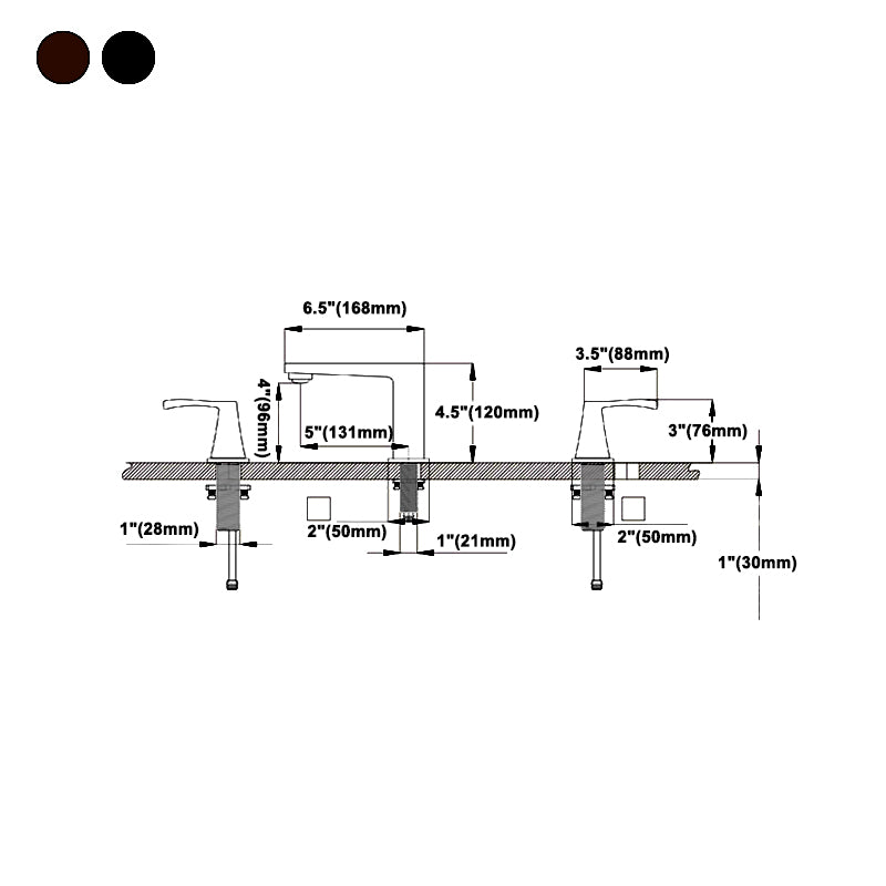 Modern 2-Handle Bathroom Sink Faucet 3 Hole Widespread Bathroom Faucet with Steel