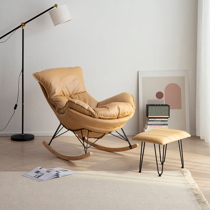 Faux Leather Gorgeous Rocking Chair Removable Cushions Rocker Chair for Living Room
