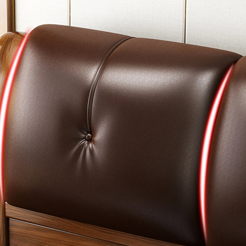 Brown Standard Bed with Storage Mid-Century Modern 43.30" High Bed