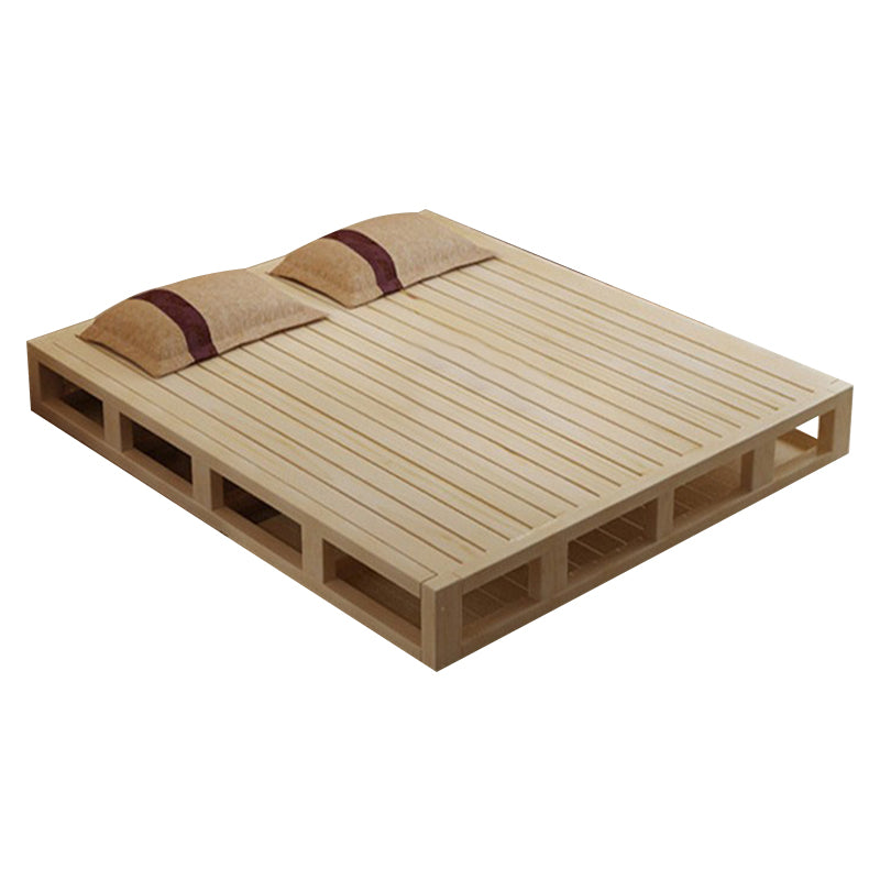 84.65 inch Wide Tropical Bed Frame Natural Solid Wood Platform Bed Frame