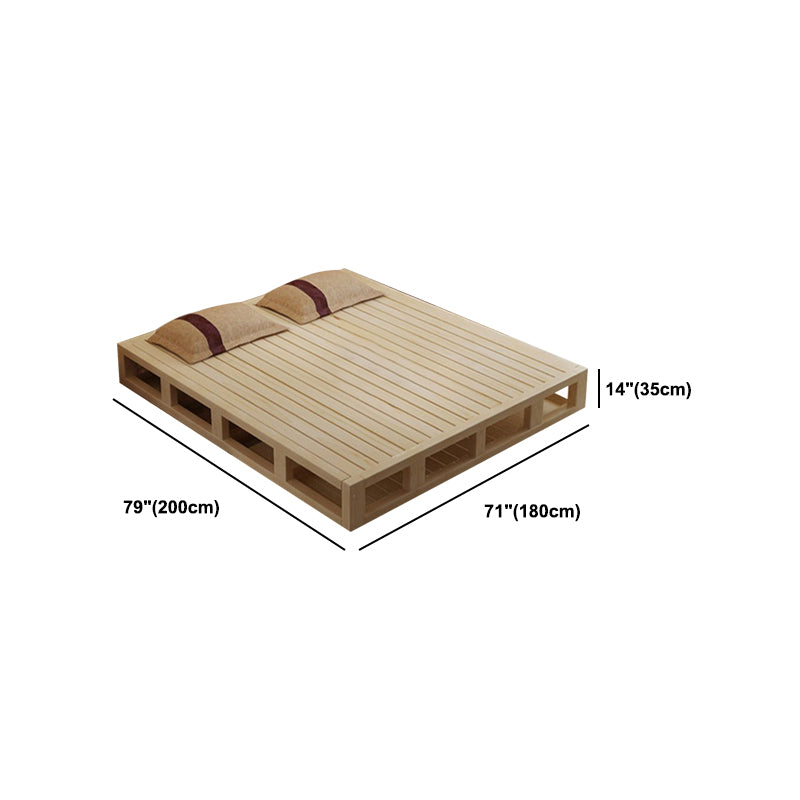 84.65 inch Wide Tropical Bed Frame Natural Solid Wood Platform Bed Frame