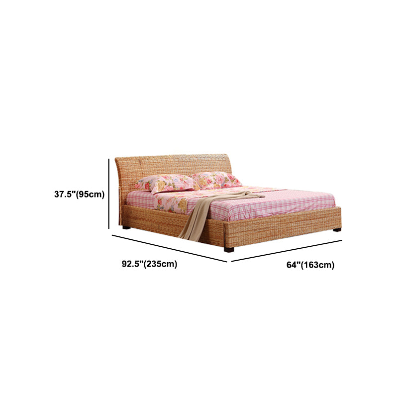 Tropical  Rattan Standard Bed Brown 37.40" High Bed with Headboard