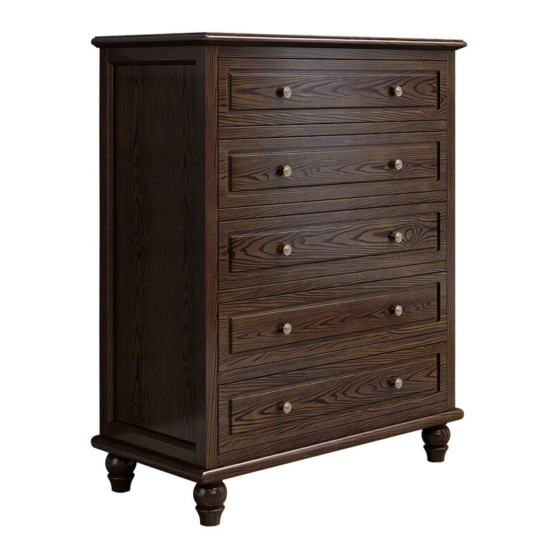 Contemporary Accent Chest with 5 Drawers and Bun Feet in Solid Wood