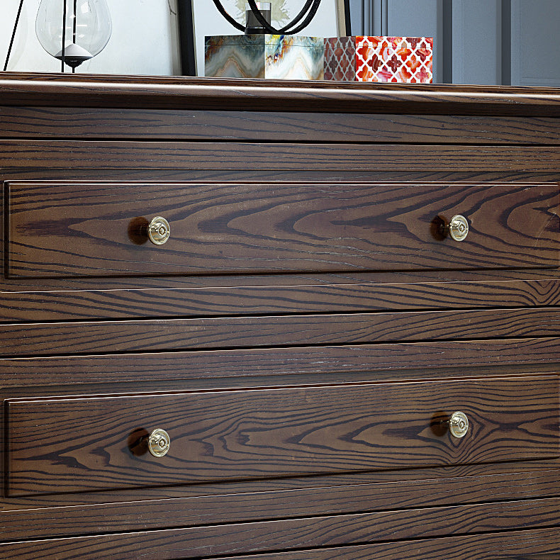 Contemporary Accent Chest with 5 Drawers and Bun Feet in Solid Wood