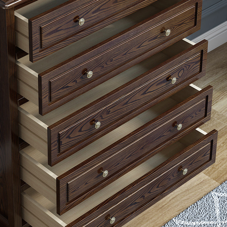 Contemporary Accent Chest with 5 Drawers and Bun Feet in Solid Wood